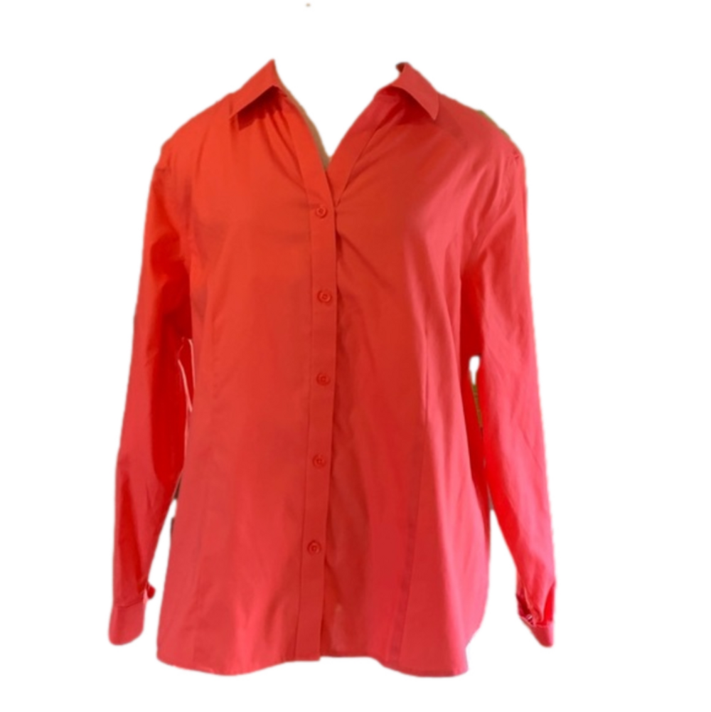 CHICO’S XL (3) wrinkle resistant button down coral top